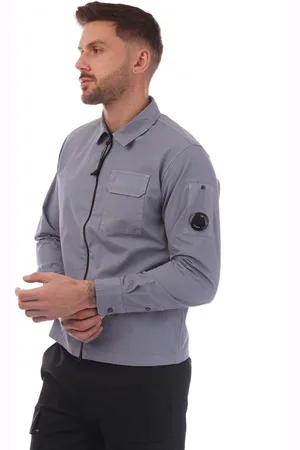 C.P. Company Herenoverhemd Organic Gabardine Full-Zip in Lavendel