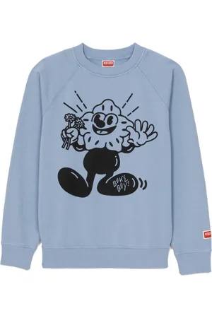 Kenzo Boke Boy Flower Grafisch lichtblauw sweatshirt