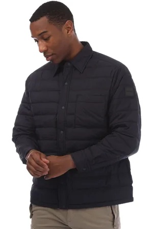HUGO BOSS Heren Lambizzo gewatteerd overhemd in donkerblauw