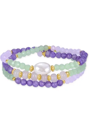 Luxenter Sterling zilveren 925 armband met Amethist hydrothermale kwarts afgewerkt in 18K geel goud - Ason