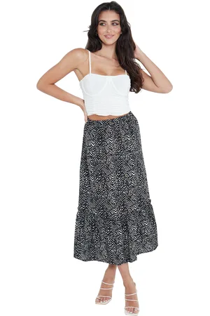 Gini London Dierenprint Tier Hem Midi Rok