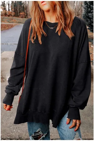 Azura Exchange Dames Oversized Geribbelde Trim Sweatshirt in