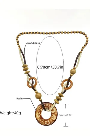 Azura Exchange Vintage Parels Houten Hanger Ketting