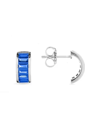 Luxenter Ardren zilver en saffier Cz oorbellen