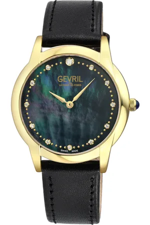 Gevril Airolo Swiss Diamond 13027 Leren Zwitserse Kwartshorloge