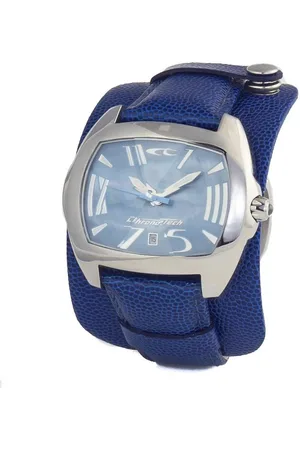 Chronotech Lederen Band Quartz Analoog Horloge Met Stalen Kast