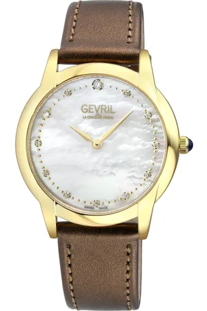 Gevril Airolo Zwitserse Diamant 13021 Italiaanse Croco Lederen Zwitserse Kwarts Horloge