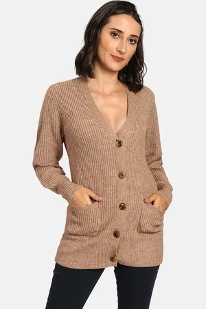William De Faye Lang vest met knopen en fantasiebreiwerk