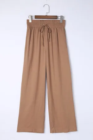 Azura Exchange Dames Elastische Taille Casual Wijde Pantalon in