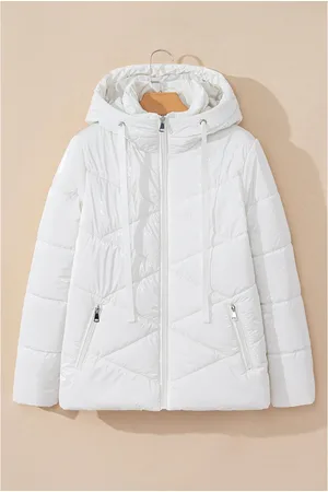 Azura Exchange Witte Dichte Gequiltte Hooded Zip-Up Pufferjas