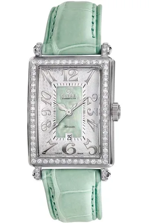 Gevril Dames 6206NL Glamour groene Kalfsleer Band Horloge
