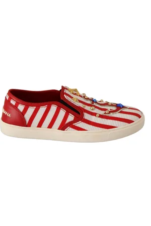Dolce & Gabbana Stripe Print Stud Loafers