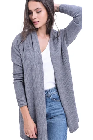 William De Faye Lang vest met sjaalkraag in 2-draads ribbels