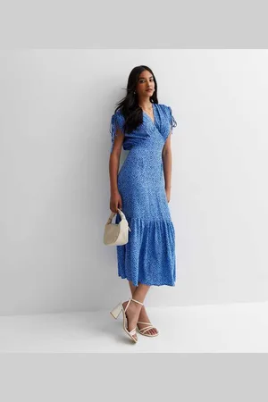 Gini London Dierenprint Midi-jurk met Gerimpelde Mouwen