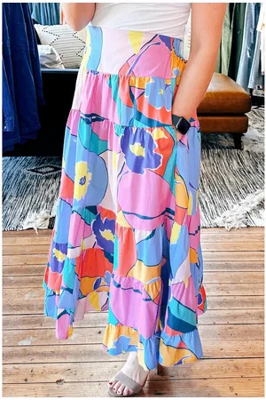 Azura Exchange Gedrukte Pocketed Hoge Taille Maxi Rok