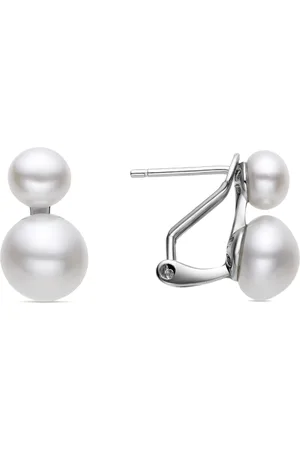 Luxenter 925 Sterling zilveren oorbellen met gerhodineerde witte parel - Kire