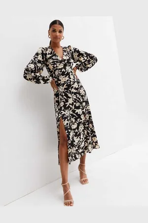 Gini London Middellange Mouwen Flare Midi Jurk