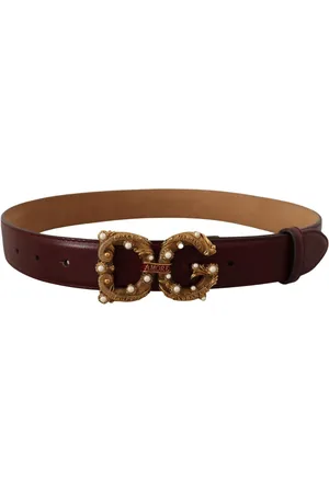 Dolce & Gabbana Amore Leren Riem met Vintage Messing Logo Gesp