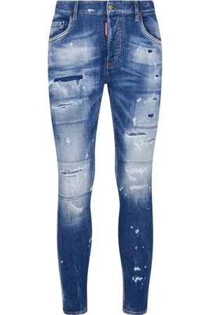 Dsquared2 Super Twinky Jean vervaagde versterkte gescheurde blauwe jeans