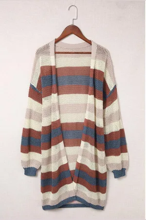 Azura Exchange Dames Kleurblok Holgebreide Cardigan in