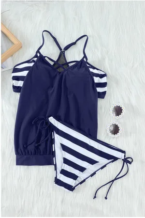 Azura Exchange Dames Gestreepte Patchwork Tankini in