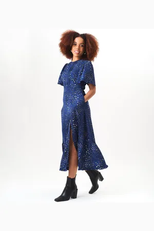 Gini London Dierenprint Engel Mouw Midi Jurk