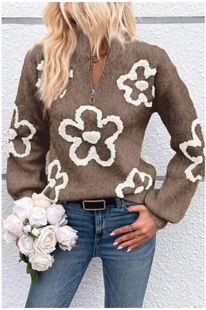 Azura Exchange Dames Bloemenprint Coltrui Pullover