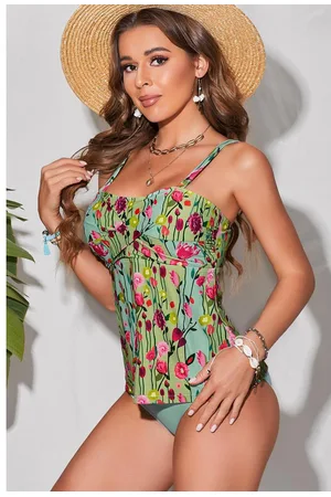 Azura Exchange Dames Mouwloze Bloemen Tankini Set in Multicolor