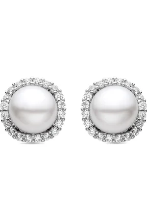 Luxenter Aryk 925 Sterling Zilver en Witte Parel gerhodineerd oorbellen