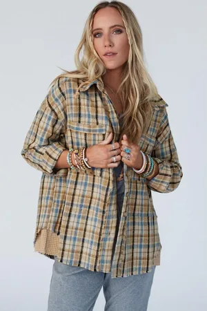 Azura Exchange Ashleigh Wafelgebreid Patchwork Katoenen Bontjas