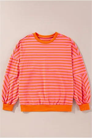 Azura Exchange Russet Orange Drop Shoulder Crew Neck Loose Sweater