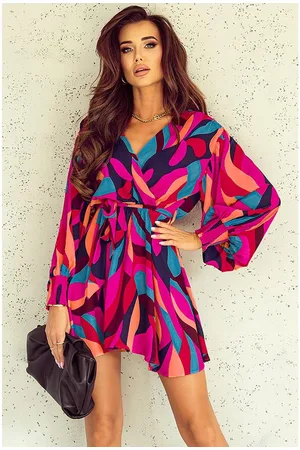 Azura Exchange Dames Geprinte Puff Sleeve Mini-jurk in