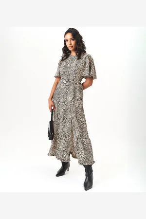 Gini London Dierenprint Engelenmouwen Midi-jurk