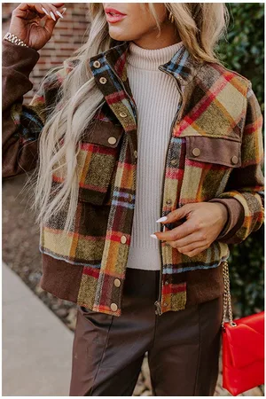 Azura Exchange Lana Ruitjesjack - Dames Multicolor Ruitjes Lange Mouwen Jack
