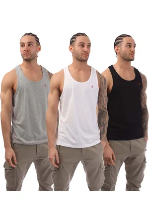 Farah Heren Riago 3 Pack Vesten in Zwart Grijs Wit