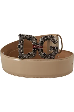 Dolce & Gabbana Authentic Amore Leren Riem met Vintage Messing Logo Gesp