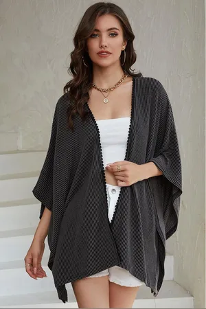 Azura Exchange Dames Oversized Kanten Trim Ribbel Kimono in