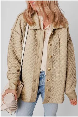 Azura Exchange Jet Stream Effen Kleur Gequilt Puffer Knoppen Shacket