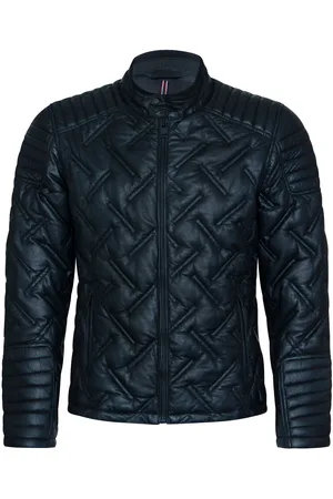 Infinity Heren Zwarte Leren Gequilt Bikerjas - Manaus