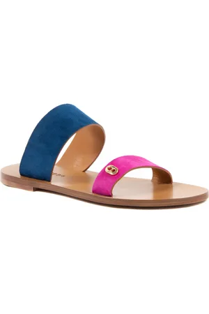 DEE OCLEPPO Dames Platte Sandalen Multikleur OC3501 CAMOSCIO FUXIA BLAUW