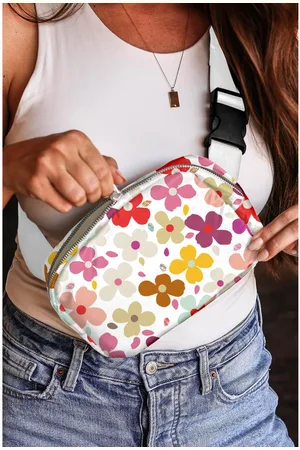 Azura Exchange Witte Schattige Zomerbloemenprint Schoudertas