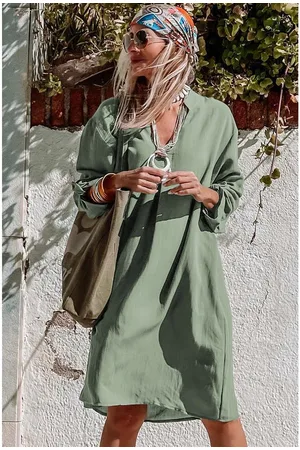 Azura Exchange Dames Vloeiende Rolmouw Casual Jurk in
