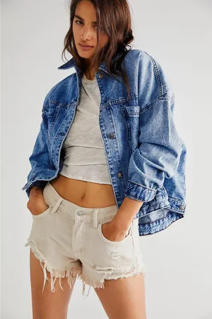 Azura Exchange Donkerblauwe Gewassen Oversized Denimjas met Zakjes