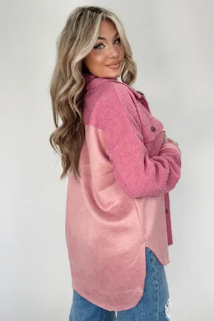 Azura Exchange Dames Kleurblokken Sherpa Shacket met Klepzakken in