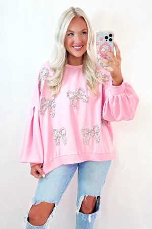 Azura Exchange Geborduurd Strik Lantern Mouw Oversized Pullover Sweatshirt