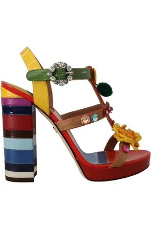 Dolce & Gabbana Dames Multikleur Kristallen Enkelsandaal Hakken Schoenen