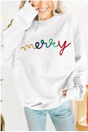 Azura Exchange Dames Vrolijke Geborduurde Sweater