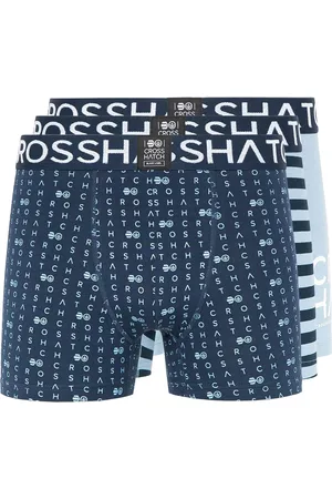 Crosshatch Heren Gridline Boxershorts (Pack of 3) (Denim )