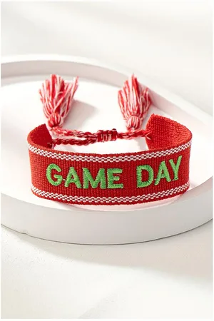Azura Exchange Vurige Rode GAME DAY Geborduurde Geweven Kwast Decor Armband