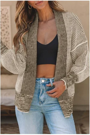 Azura Exchange Abrikozen Chunky Waffle Knit Oversized Kraag Cardigan